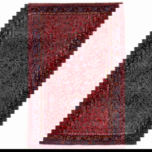 Antique Room Size Rug Purple Sarouk Carpet, 13.7' x 9.4': Antique Sarouk Room-Size Rug, probably circa 1920. With a strong and rich overall magenta and purple ground, the angular stylized floral designs throughout are cast over a veritable kaleidoscope of sy
