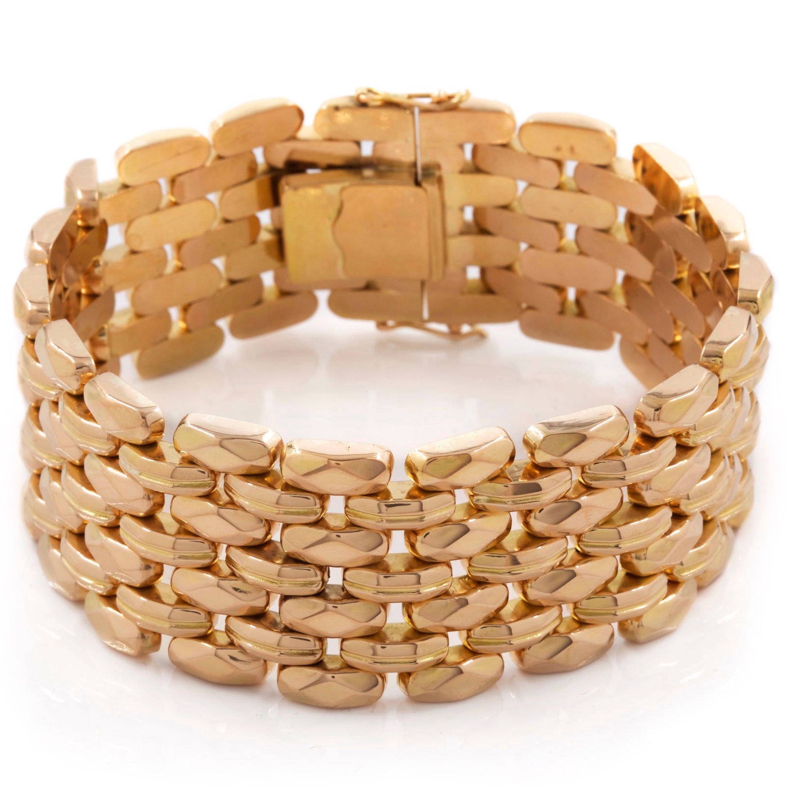 Retro 18K Rose Gold Textured Panther Link Bracelet (1 of 9)