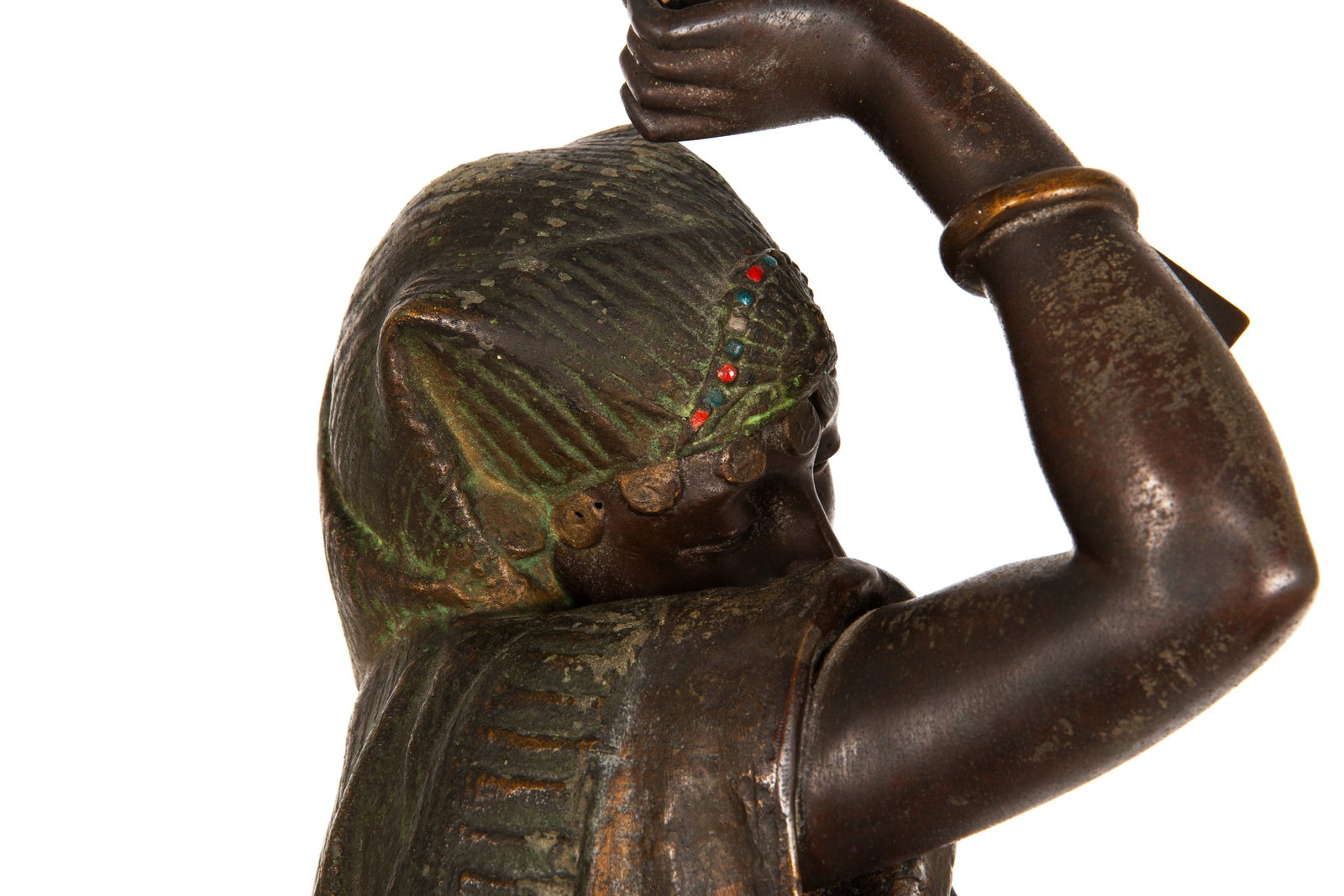 Large 37" Orientalist Polychrome-Patinated Spelter Figure of a Tambourine Dancer (1 of 20)