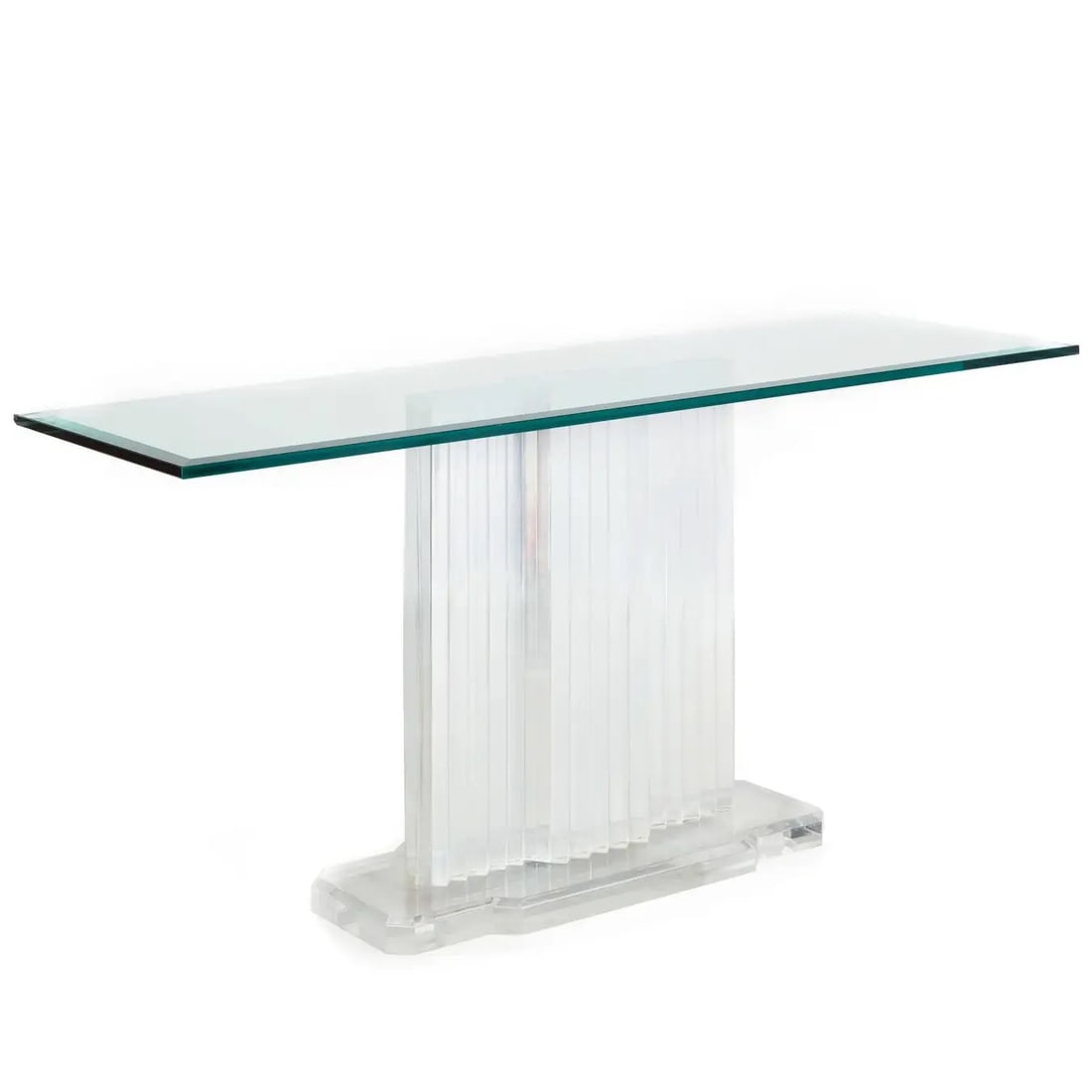 Hollywood Regency Glass and Lucite Skyscraper Console Table, manner of Charles Hollis Jones (1 of 20)