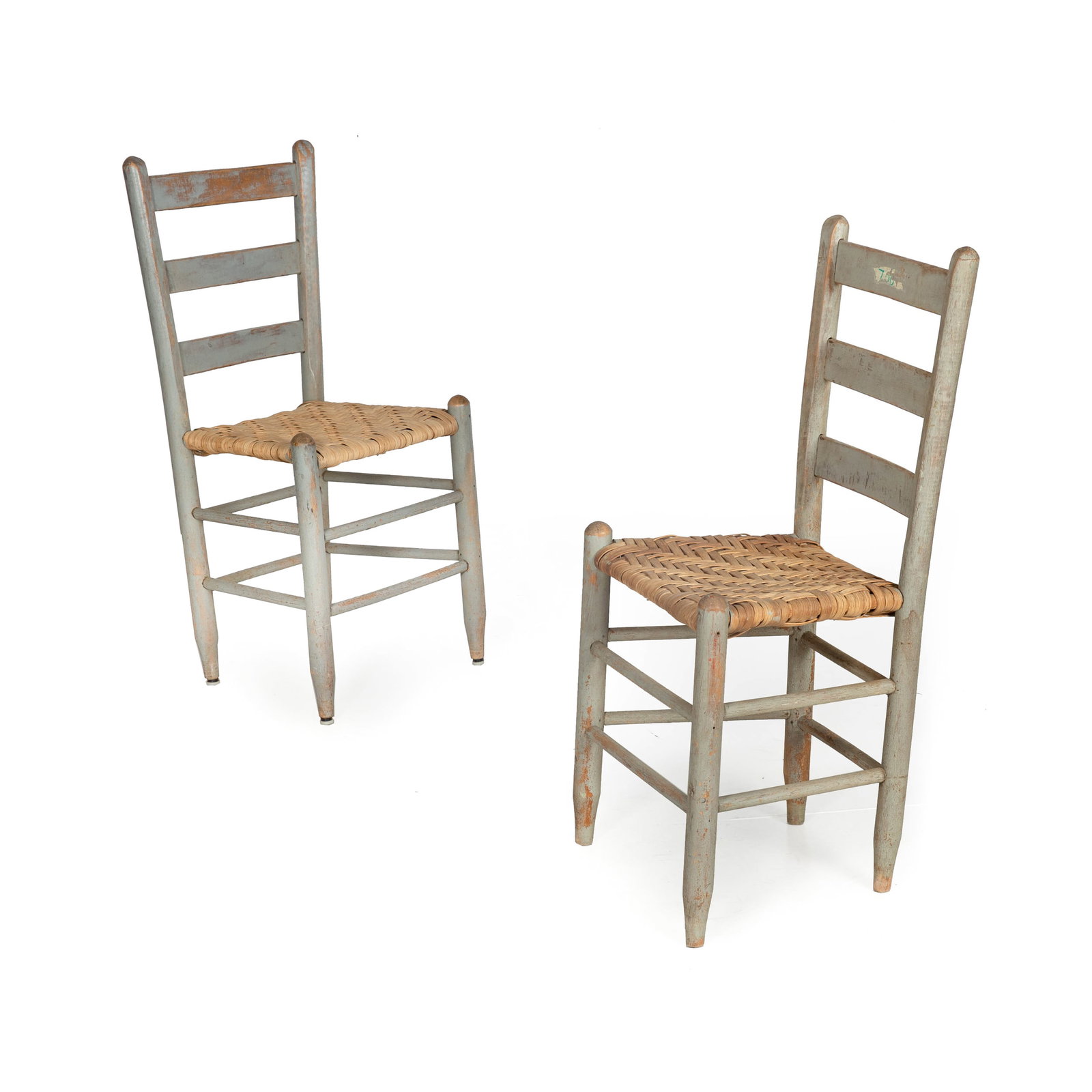Pair of American Teal Painted Ladder Back Chairs (1 of 20)