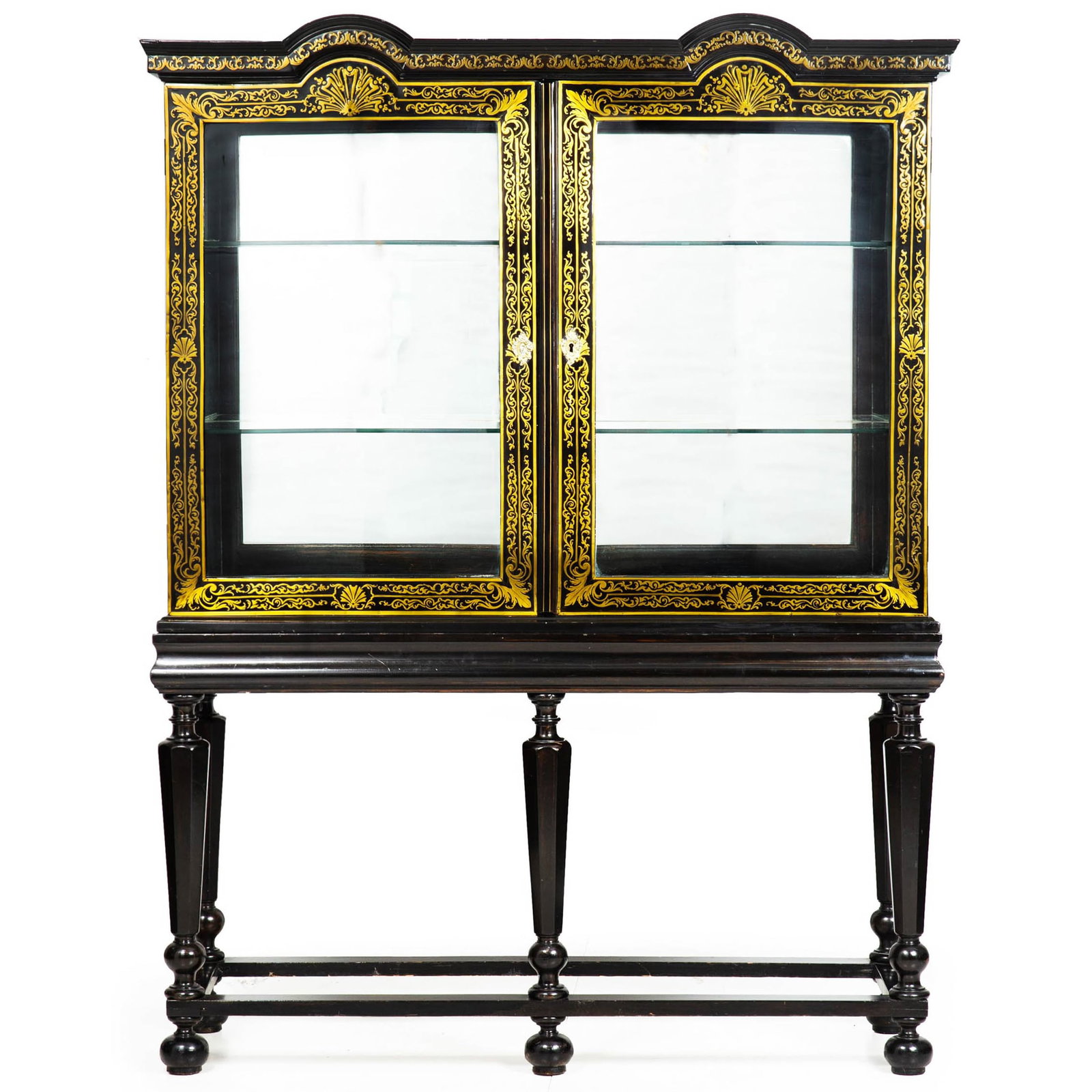 Louis XIV Ebonized and Brass-Inlaid Display Cabinet on Stand (1 of 20)