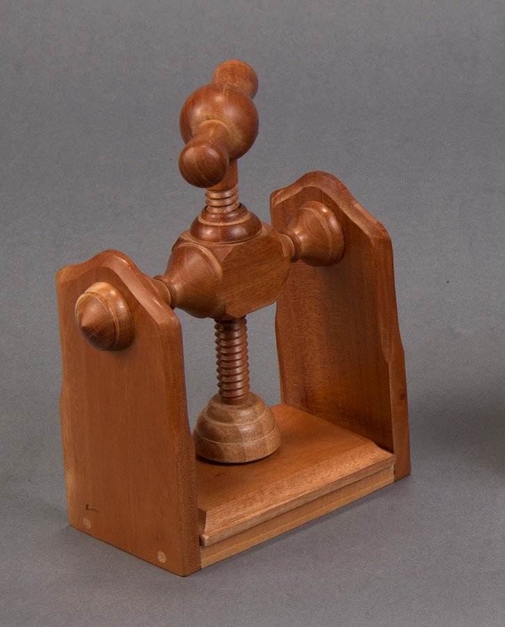Card Press: Finely-made wooden card press for bridge or poker-sized decks. Condition: Excellent.