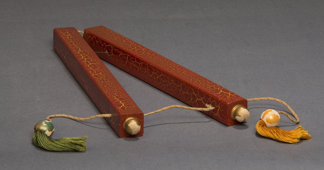 CHING SOO WANDS - PETRIE & LEWIS: A cord threaded between two square "wands" is visibly cut in half. Still, when one end of the cord is pulled, the other end travels upward...and vice versa. No, this is NOT a typical Chinese Sticks ar