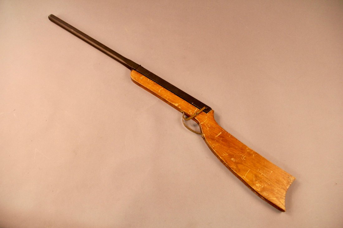 Breakaway Rifle: Circa 1950. Magician hands rifle to a spectator, requesting they shoot at a prop. When the trigger is pulled, the barrel of the rifle comically breaks apart. Condition: Very good. Uncommon.