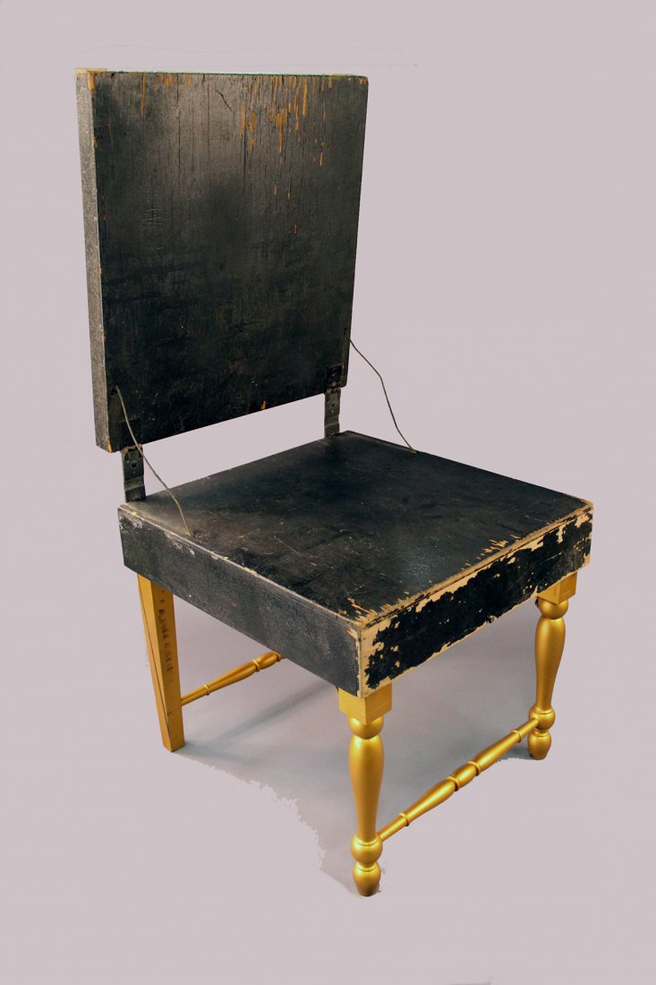 Chair to Suitcase: Circa 1950. A chair is seen onstage throughout the act. Props may be set on it or the magician may even sit on it. As a finale, the magician picks up the chair and it instantly transforms into a small