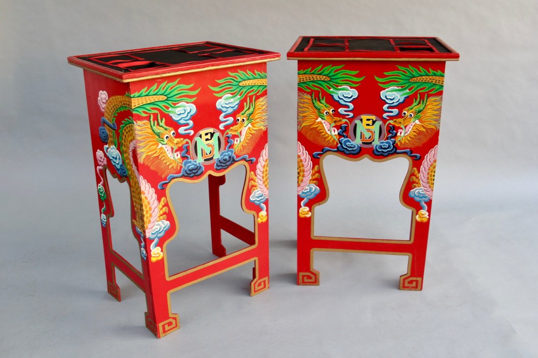 Oriental-Styled Black Art Tables (1 of 2)