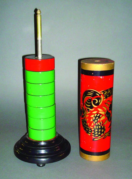 (Apparatus) Blue Phantom: (Apparatus) Blue Phantom. Thayer, Thayer Magic, ca. 1935. A blue checker jumps from top to bottom. Seems endowed with ghostly power. Condition fair.