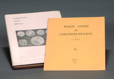 (Findlay, James B.) Two Volumes: Conjurers Coins: (Findlay, James B.) Two Volumes: Conjurers Coins and Medals. 1964, limited to only 150 numbered copies, hardbound in dust jacket with Magic Coins of Czechoslovakia, 1969, limited to 100 copies.