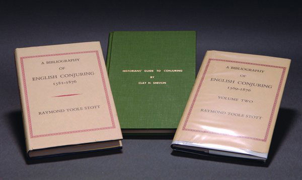 (Toole-Stott, Raymond) Three Volumes: A Bibliogra: (Toole-Stott, Raymond) Three Volumes: A Bibliography of English (Language) Conjuring, 1569-1876, 2 Volume set, both in dust jacket, first limited to 1030 copies and signed Toole-Stott, second limited
