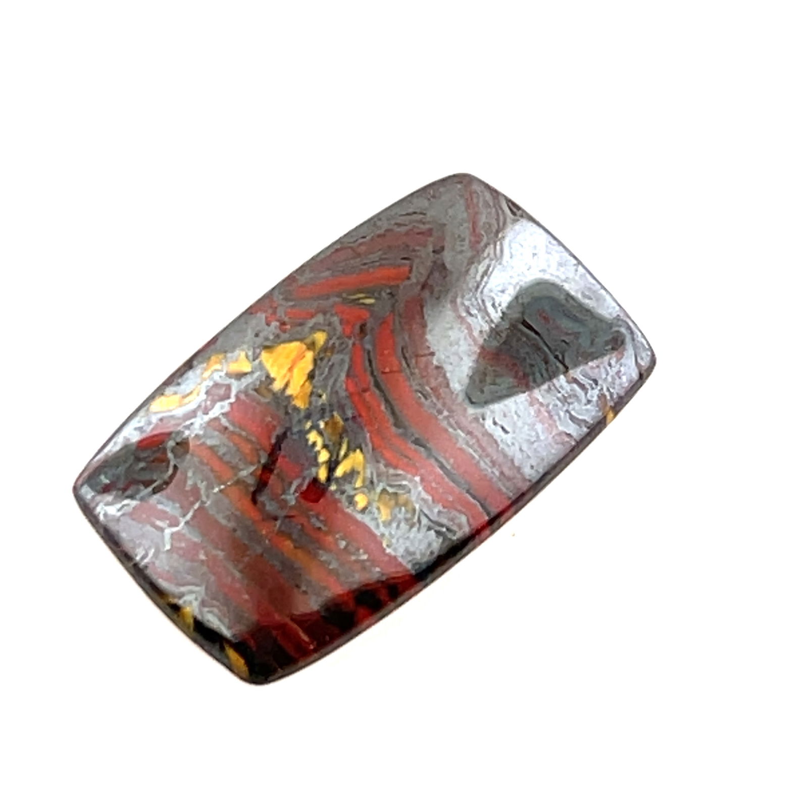 Picture Agate Tablet with Gold Color Accents Loose Gemstone  - 22.9x14 - 10.7ct (1 of 4)