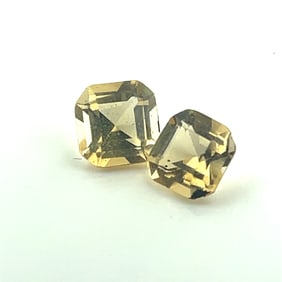 Loose Gemstones Oval Emerald Cut Yellow Citrine Pair - 5.35ct - x