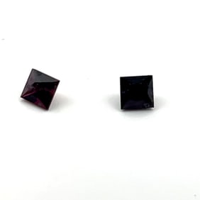 Loose Gemstone Square Cut Red Garnet Matched Pair - .84ct - 3.3x3.3