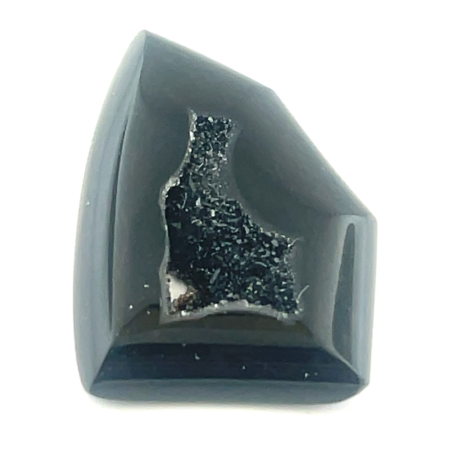 Black Druzy Quartz Pierced Geode Slice Polished -  -  28.4x212 (1 of 5)