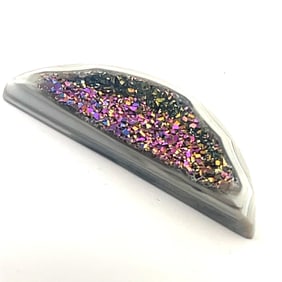 Polished Rainbow Aura Quartz Demilune Slice Polished - - 21.7x54.4