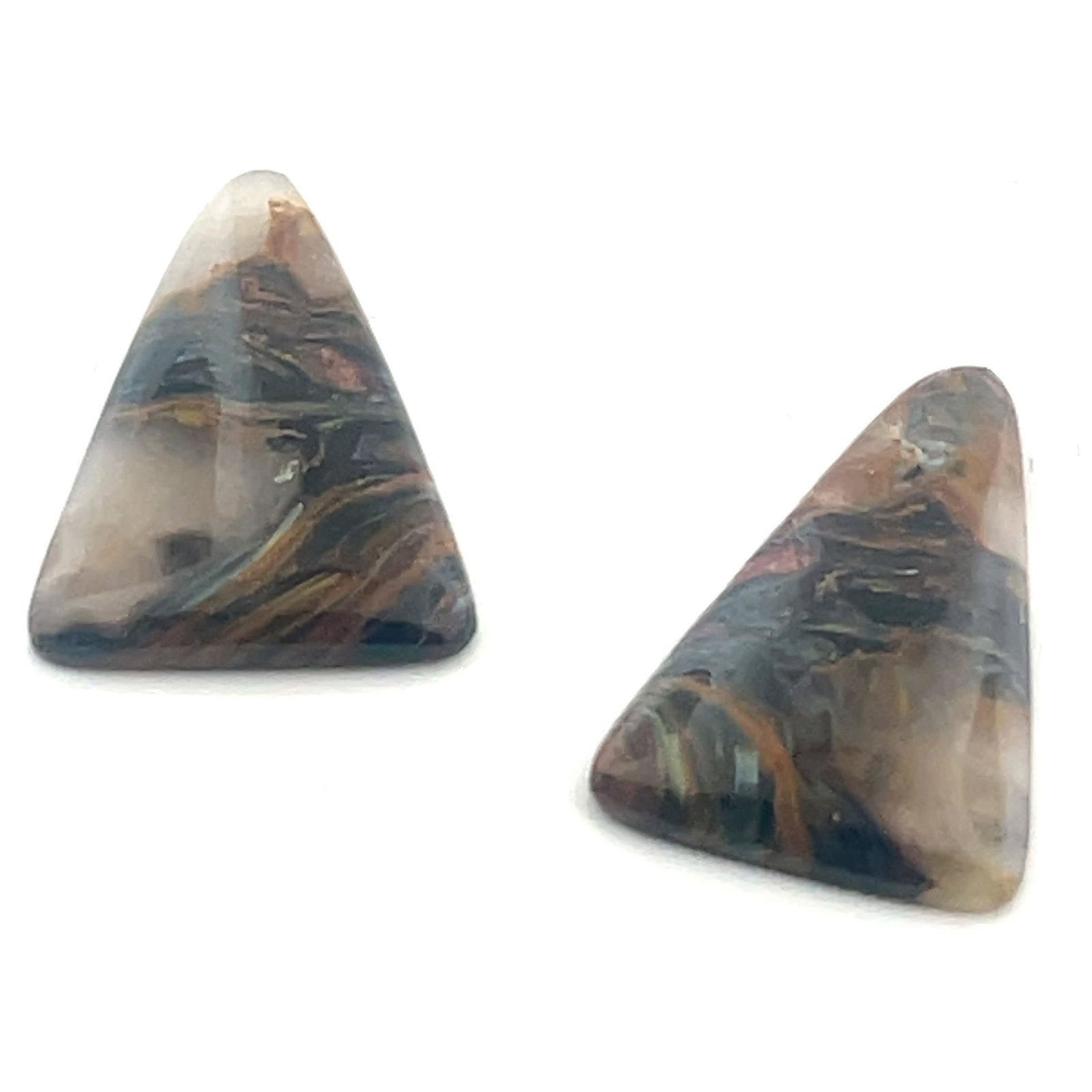 Pair of Polished Triangles Liminite in Quartz - - 22.4x14.1: These gems are from the estate of a professional jeweler. They were his personal collection, many faceted by himself. This is the first of several auctions of his jewelry making materials. Gems were c