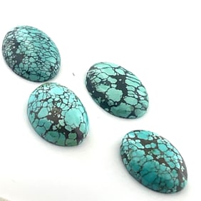 4 Matched Turquoise Oval Cabochon - 30ct - 13.2x17.6