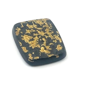 Black Jade Rectangle with Gold Fused to Surface - 17.1ct - 21.5x18