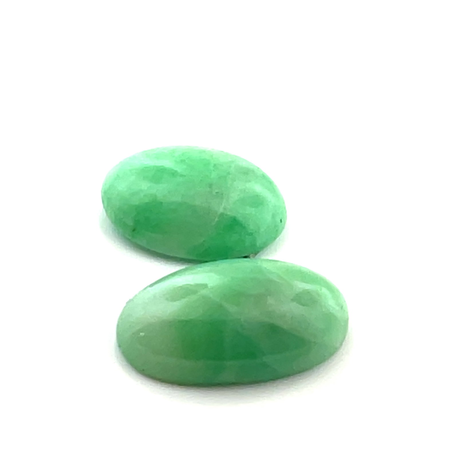Loose Gemstone Pair of Jadeite Cabochons - 9.5ct - 8.5x15: These gems are from the estate of a professional jeweler. They were his personal collection, many faceted by himself. This is the first of several auctions of his jewelry making materials. Gems were c