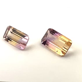 Loose Gemstone Asymetic Pair of Emerald Cut Ametrine - 6.5ct - 12.7x7.7