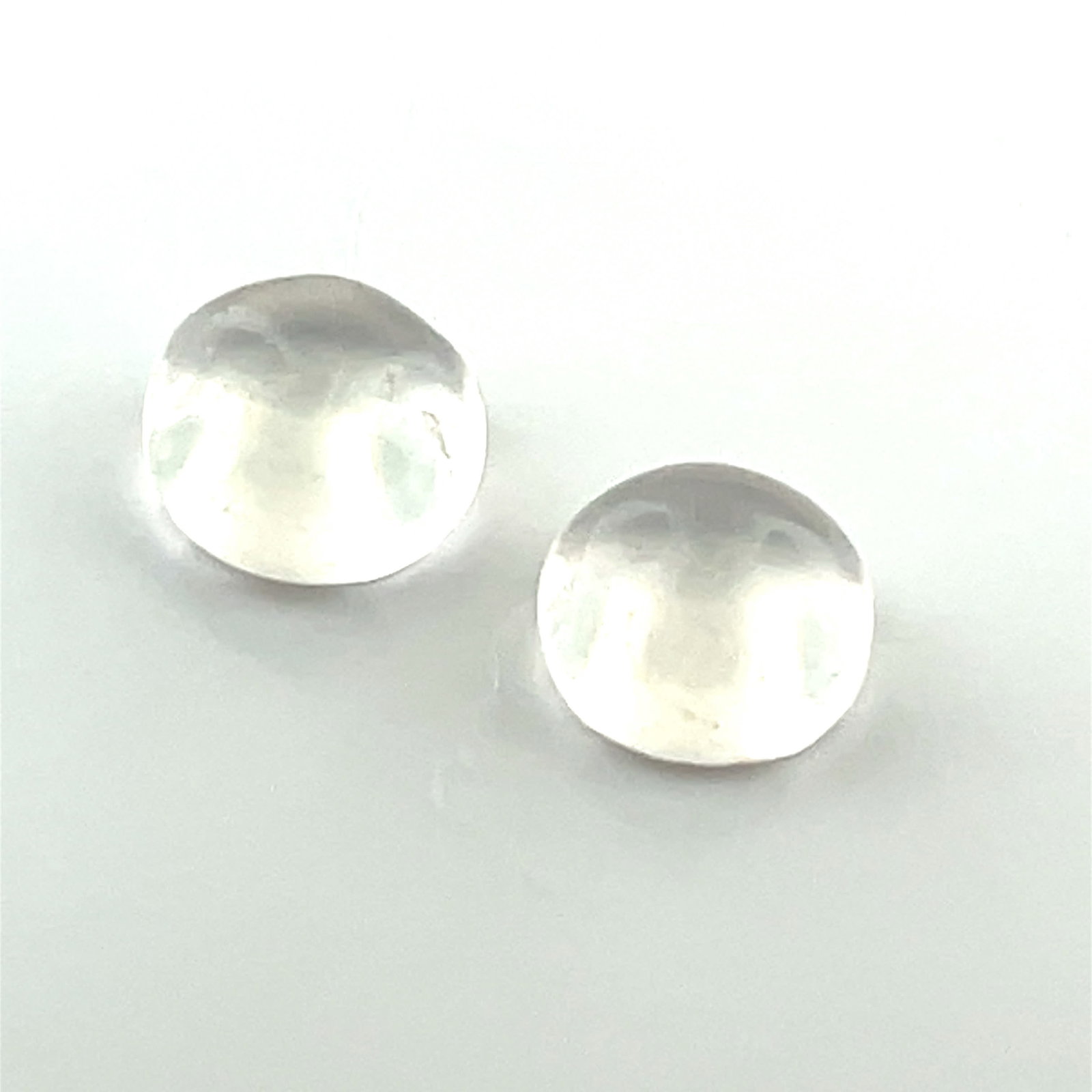 Loose Gemstone Natural Moonstone Cabochon Matched Pair - 5.89ct - 8.9x8.9: These gems are from the estate of a professional jeweler. They were his personal collection, many faceted by himself. This is the first of several auctions of his jewelry making materials. Gems were c