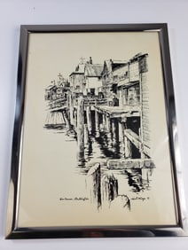 Vintage Hal Mize PNW Etching La Conner Washington