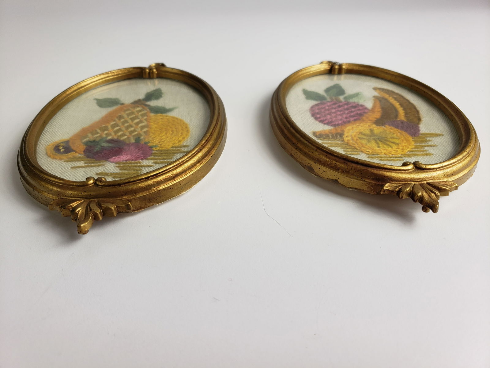 Pair of Vintage Needlepoint Fruit Scenes (1 of 4)