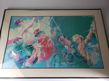 LeRoy Neiman Legends of Golf Signed Print (broken glass in frame, left for protection)