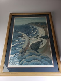 Jim Pesl Signed and Numbered Wood Block Print Bird Rock