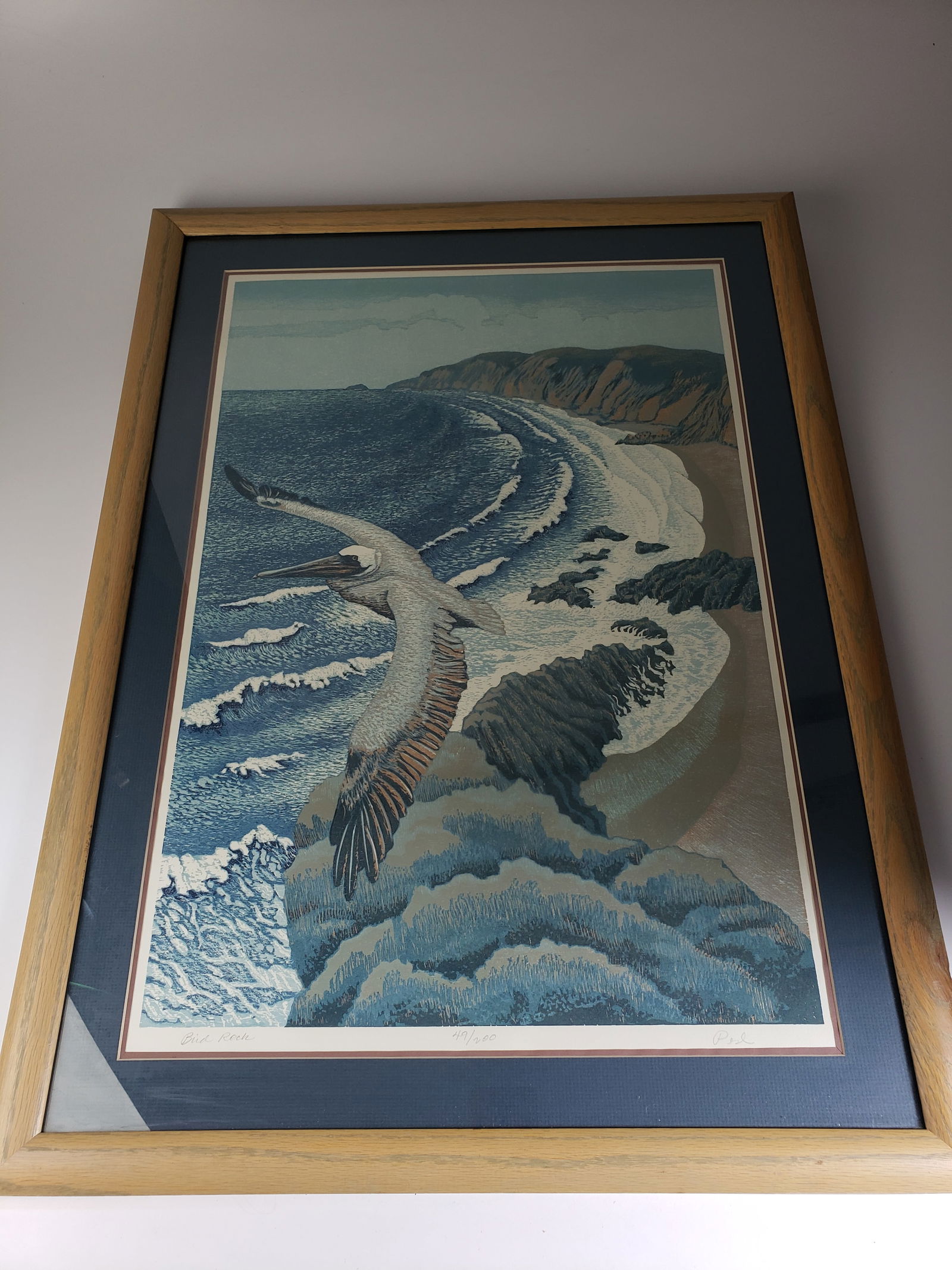 Jim Pesl Signed and Numbered Wood Block Print Bird Rock (1 of 14)