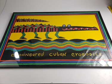 Endangered Cuban Crocodile Screen Printed Poster (broken glass)