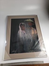 Soutwest Farmer and Wife Original Painting Signed Saenz Original