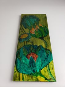 Mid Century Enamel on Aluminum Painting by Krueckel