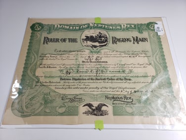 Domain of Neptunus Rex Ruler of the Raging Man Certificate 1944