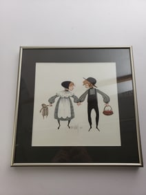 P Buckley Moss limited edition print - Amish boy and girl 1982 signed