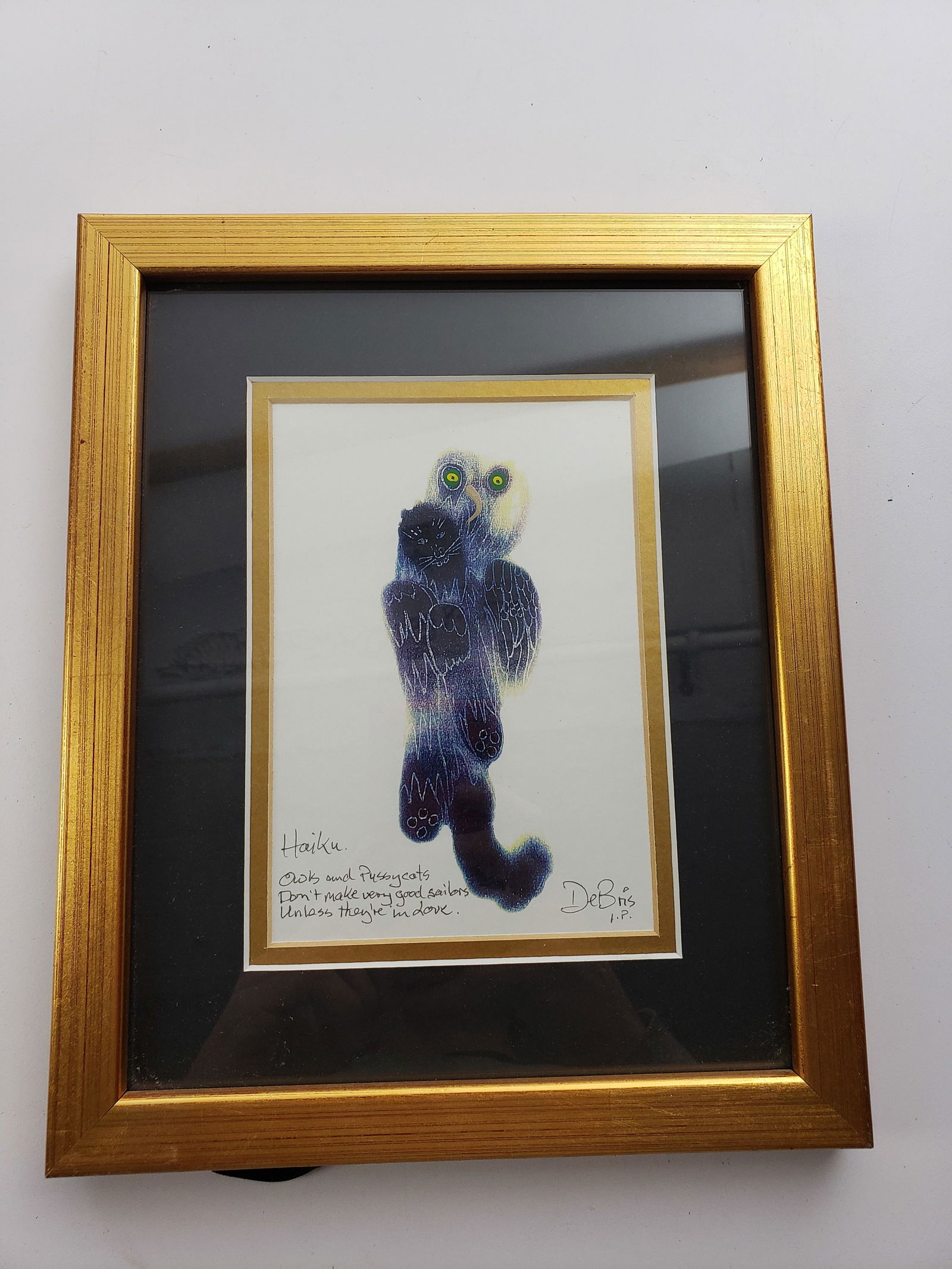 Abstract Animal Print with Haiku Signed De Bris IP (1 of 6)