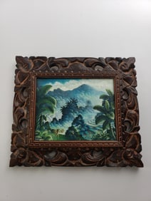 Original Balinese Art Painting Wardira 15x13 Lovely Carved Frame