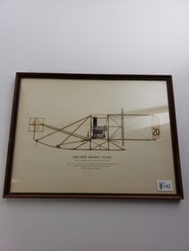 Wright Flyer rare art print - 1960's - Roy Cross - 14x19