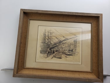 Harley Dewitt Nichols Etching 1859 Pencil Signed 11x9 - framed