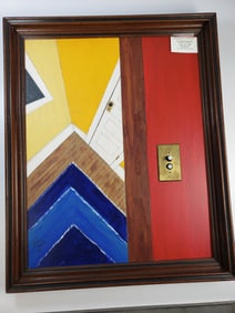 Oil on Board Abstract Room With Embellishments by G Jenohn Thorgersen