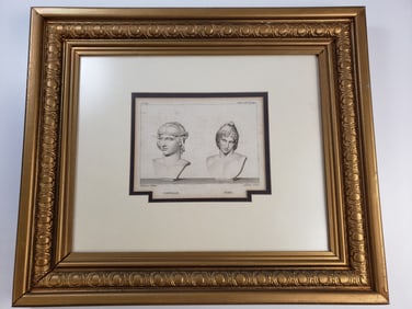 Antique Engraving of Greek Busts Vauthier