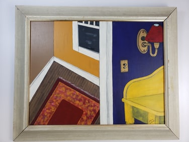 Oil on Board Abstract Room in Prague 2 by G Jenohn Thorgersen