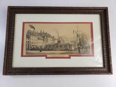 Vintage Engraving Scandavian Port Scene
