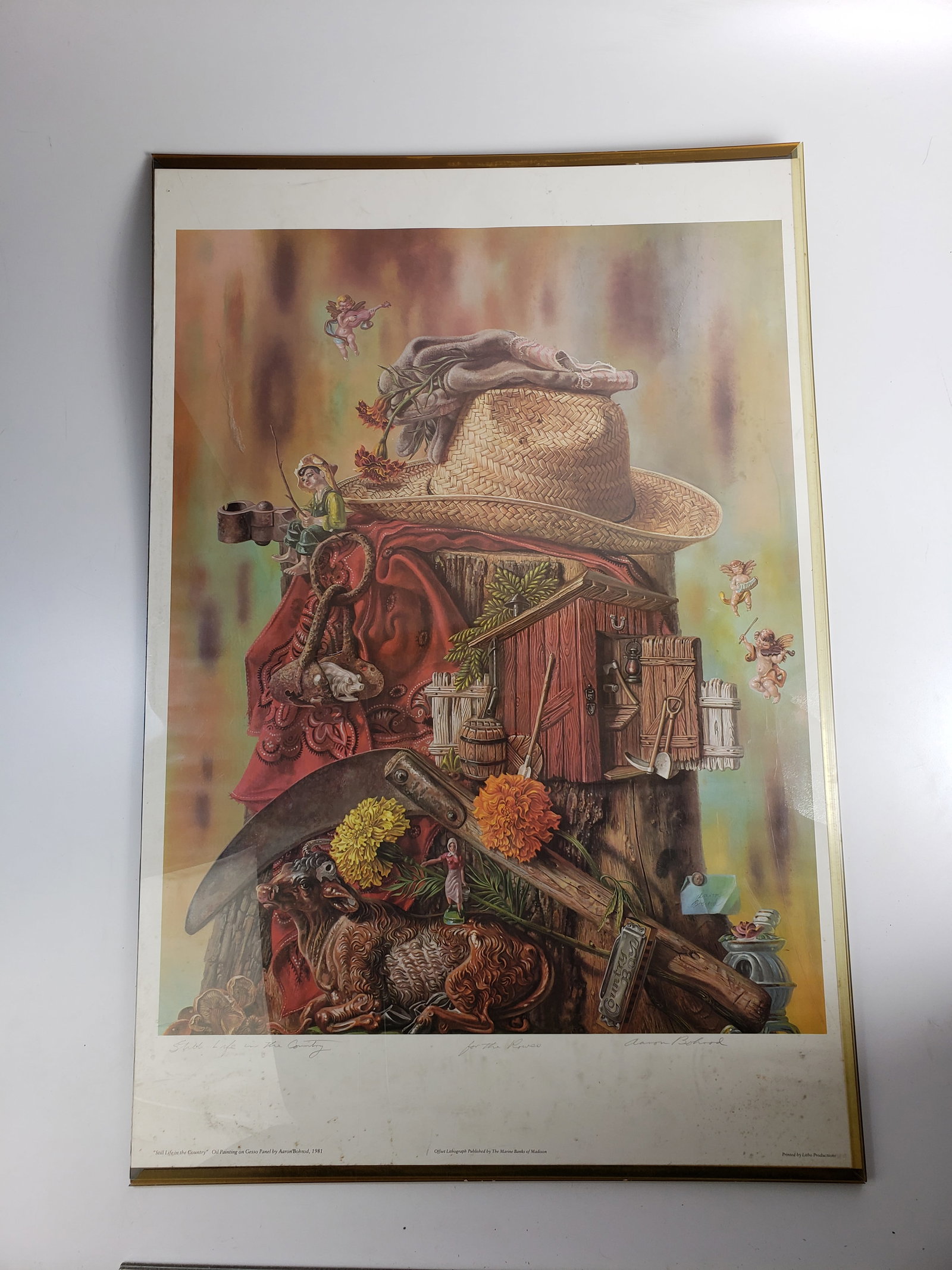 Still in the Country by Aaron Bohrod Signed Poster: Diverse selection of art from multiple estates including original works, major artists, amateur works, signed prints, needlepoint, maps, engravings and more. Many items are framed, expect some scuffin