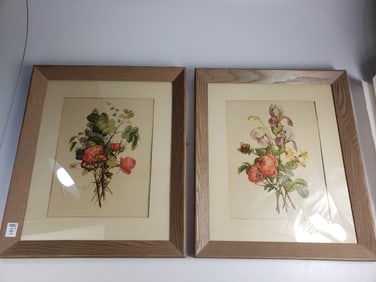 Pair of Foral Etchings J L Prevost