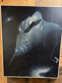 Loren Salazar Early Work Airbrush Manta Ray in Space with Camera (some condition issues)