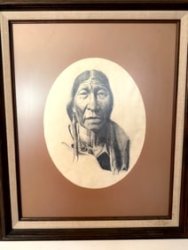 The Old Cheyenne Native American Portrait Signed DM '74