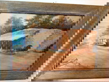 Signed Watercolor Country Building