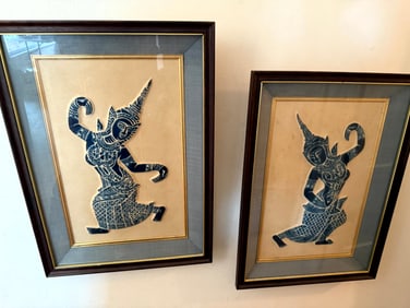 Pair of Balinese / Thai Embossed Figures