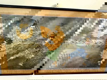 Tuskioka Yoshitoshi Fujiwara no Yasumasa Playing the Flute Vintage Print